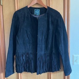 C Wonder Suede Leather Western Fringed Jacket. Women’s Size 14